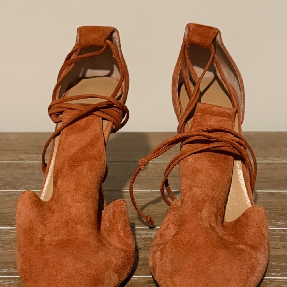 Banana Republic Rust Suede Wrap Lace Flats
